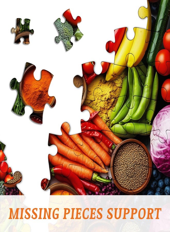 PICKFORU أحجية فواكه كلاسيكية للكبار، 1000 قطعة، أحجية PICKFORU الملونة للخضراوات والنباتات والتوابل، مناسبة للمطبخ، موضوع طعام صعب وتحدٍّ فني كديكور - Image 5